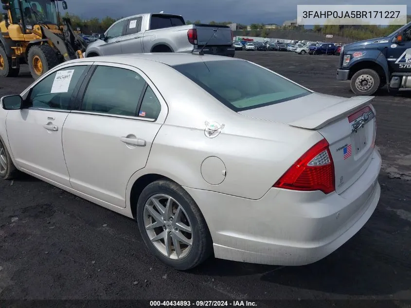 2011 Ford Fusion Sel VIN: 3FAHP0JA5BR171227 Lot: 40434893