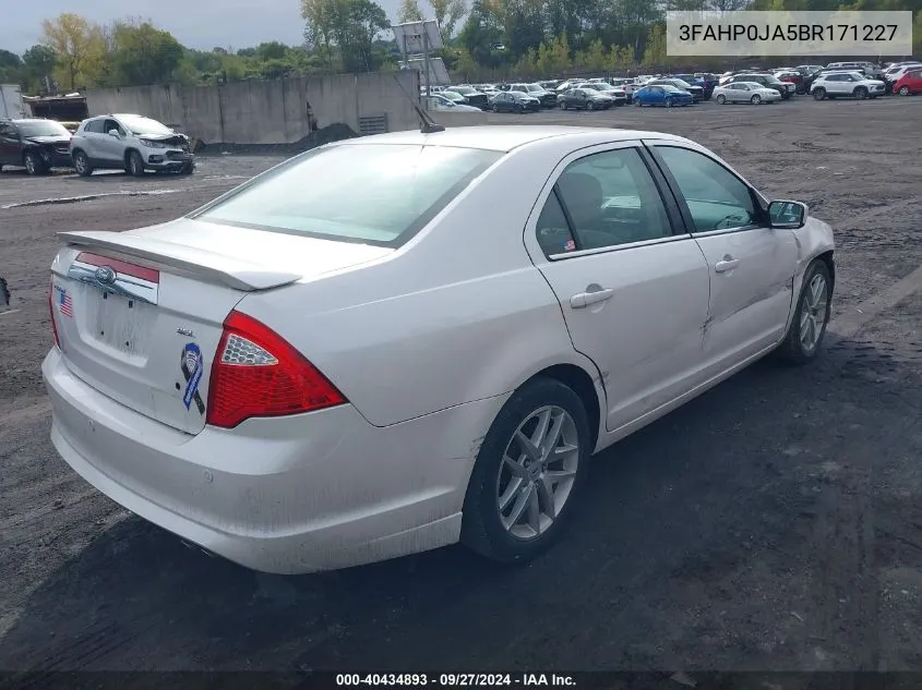 2011 Ford Fusion Sel VIN: 3FAHP0JA5BR171227 Lot: 40434893