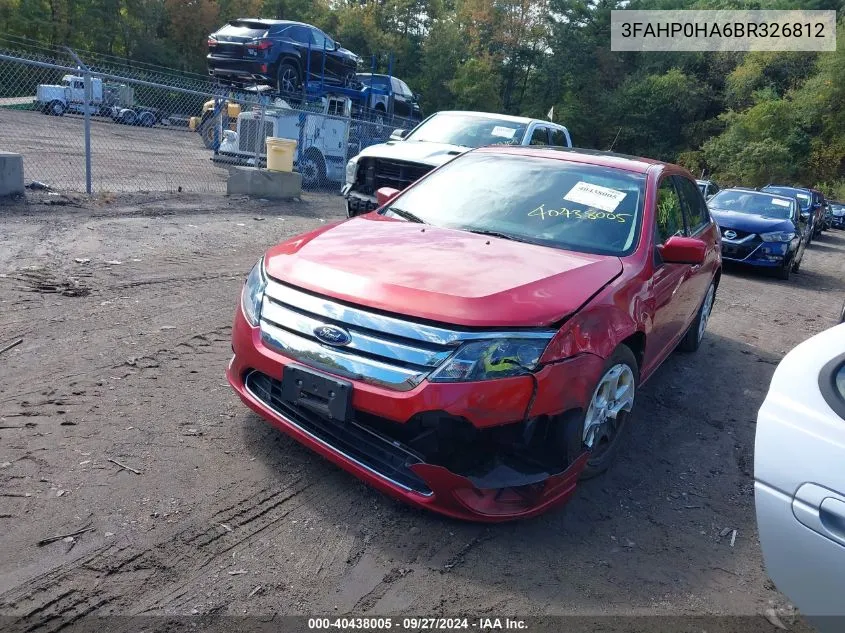 2011 Ford Fusion Se VIN: 3FAHP0HA6BR326812 Lot: 40438005