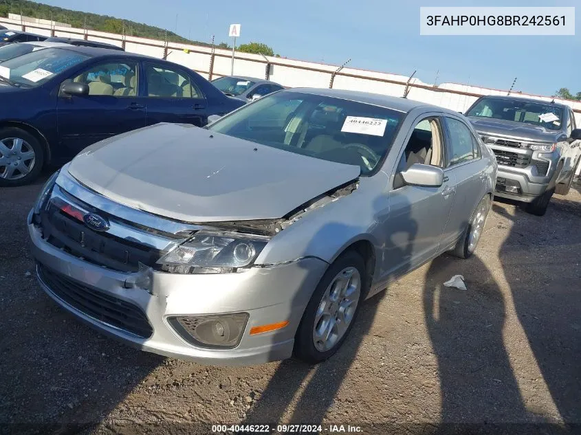 2011 Ford Fusion Se VIN: 3FAHP0HG8BR242561 Lot: 40446222