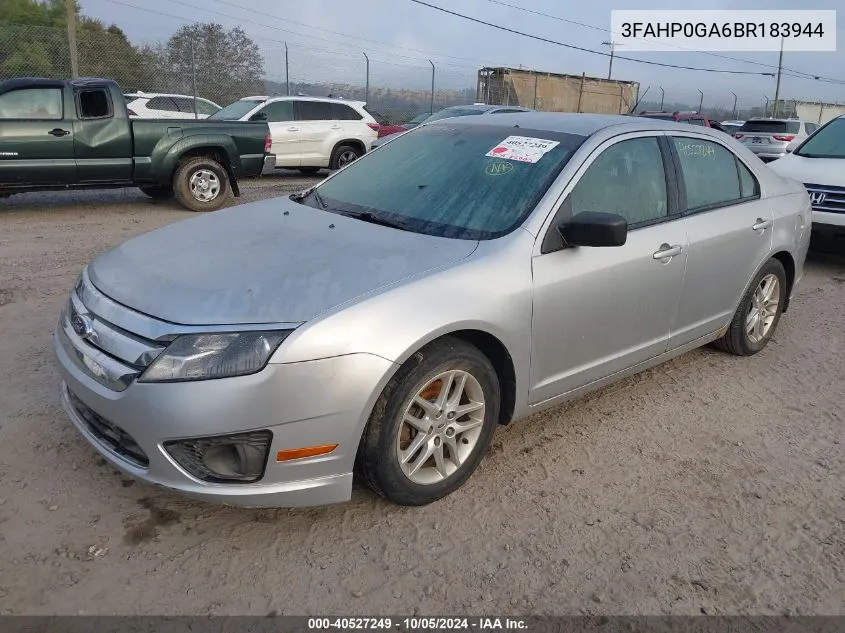 3FAHP0GA6BR183944 2011 Ford Fusion S