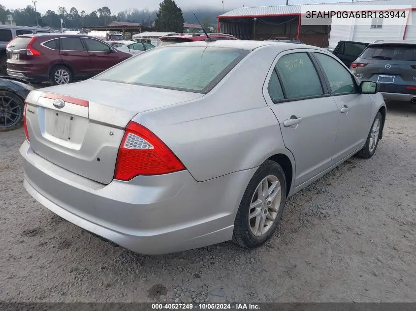 3FAHP0GA6BR183944 2011 Ford Fusion S