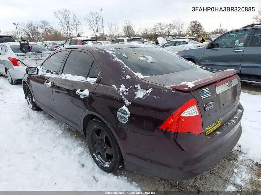 3FAHP0HA3BR320885 2011 Ford Fusion Se