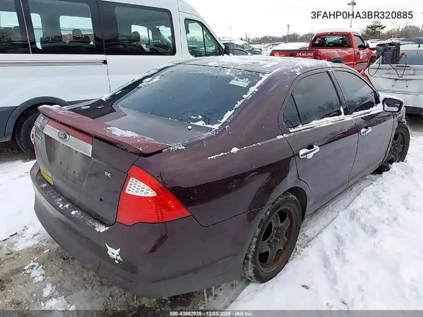 3FAHP0HA3BR320885 2011 Ford Fusion Se