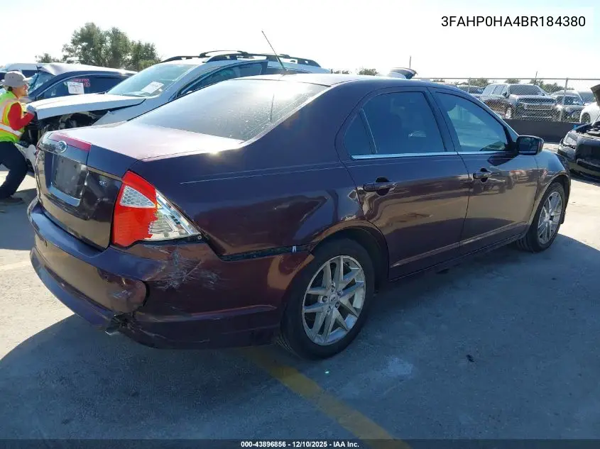 3FAHP0HA4BR184380 2011 Ford Fusion Se
