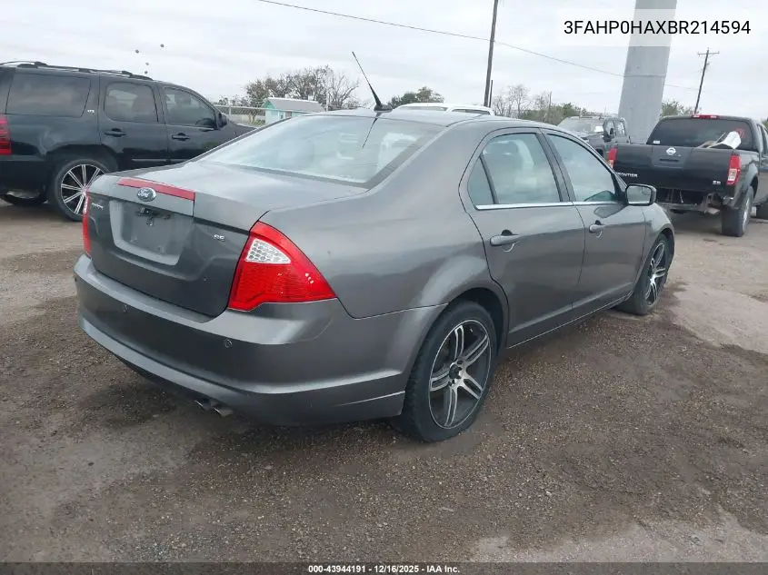 3FAHP0HAXBR214594 2011 Ford Fusion Se