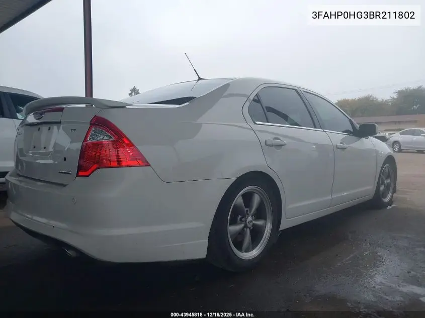 3FAHP0HG3BR211802 2011 Ford Fusion Se