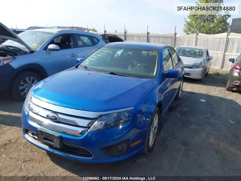 2012 Ford Fusion Se VIN: 3FAHP0HA9CR214880 Lot: 12096862