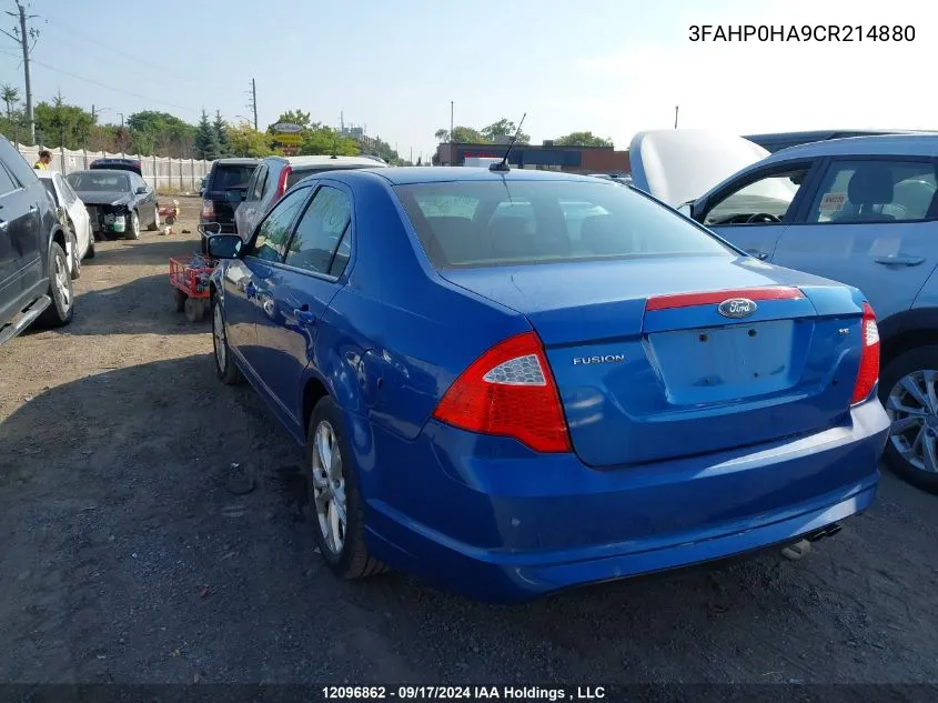 2012 Ford Fusion Se VIN: 3FAHP0HA9CR214880 Lot: 12096862