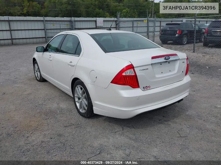 2012 Ford Fusion Sel VIN: 3FAHP0JA1CR394396 Lot: 40373429