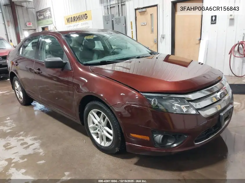 3FAHP0GA6CR156843 2012 Ford Fusion S