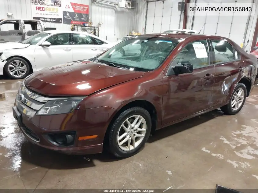 3FAHP0GA6CR156843 2012 Ford Fusion S