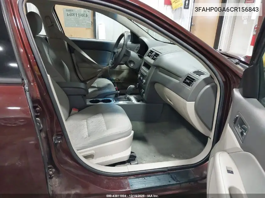 3FAHP0GA6CR156843 2012 Ford Fusion S