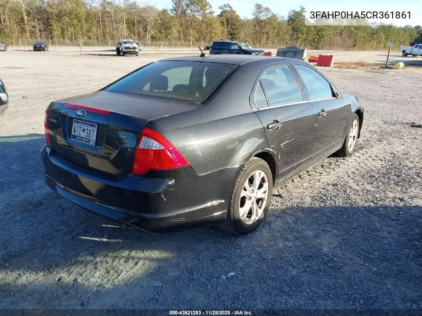 3FAHP0HA5CR361861 2012 Ford Fusion Se