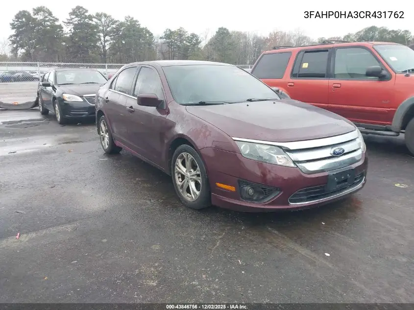 3FAHP0HA3CR431762 2012 Ford Fusion Se