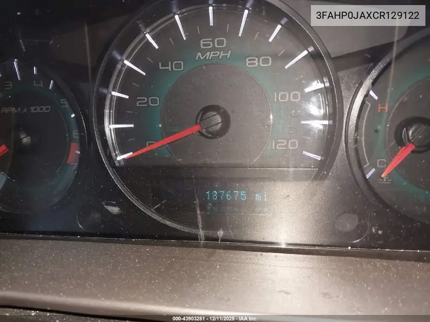 3FAHP0JAXCR129122 2012 Ford Fusion Sel