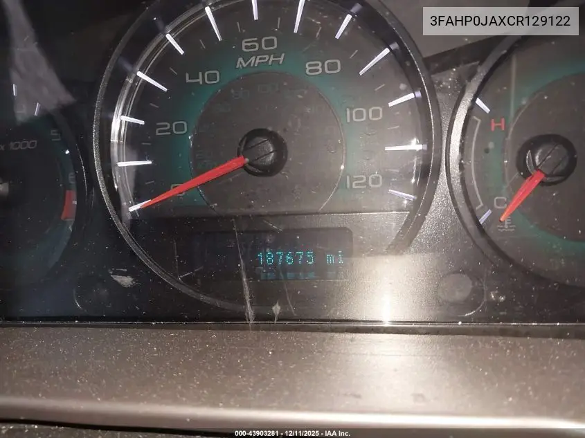 3FAHP0JAXCR129122 2012 Ford Fusion Sel