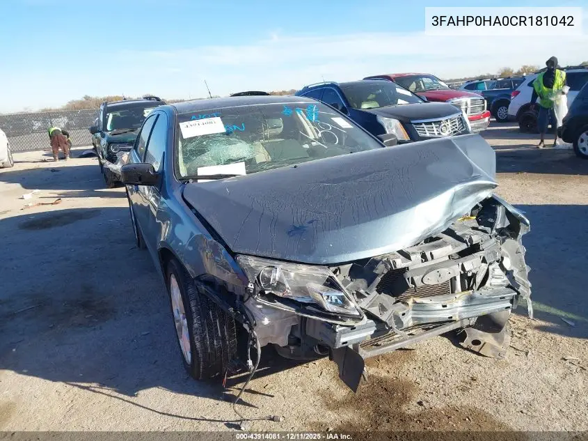 3FAHP0HA0CR181042 2012 Ford Fusion Se