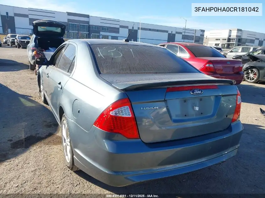3FAHP0HA0CR181042 2012 Ford Fusion Se