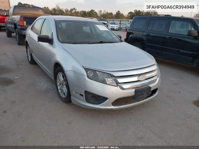 3FAHP0GA6CR394949 2012 Ford Fusion S