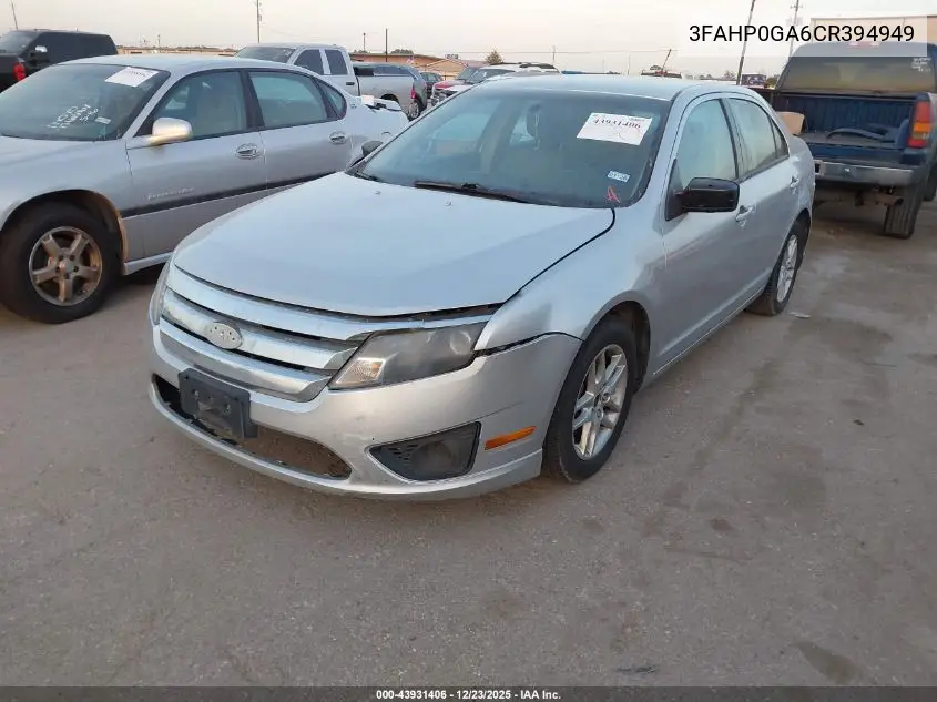 3FAHP0GA6CR394949 2012 Ford Fusion S