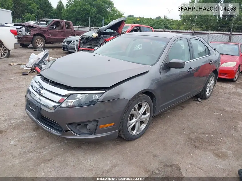 3FAHP0HA2CR104253 2012 Ford Fusion Se
