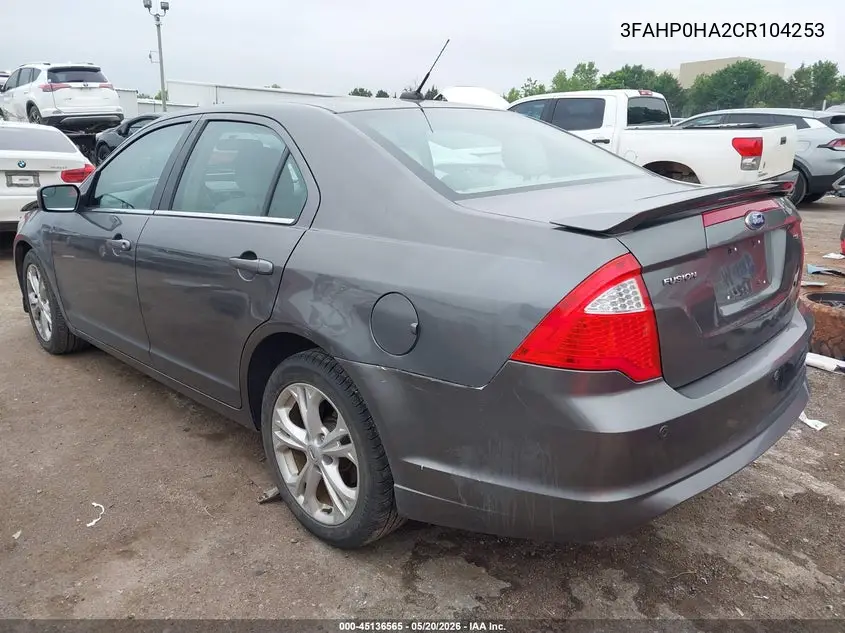 3FAHP0HA2CR104253 2012 Ford Fusion Se