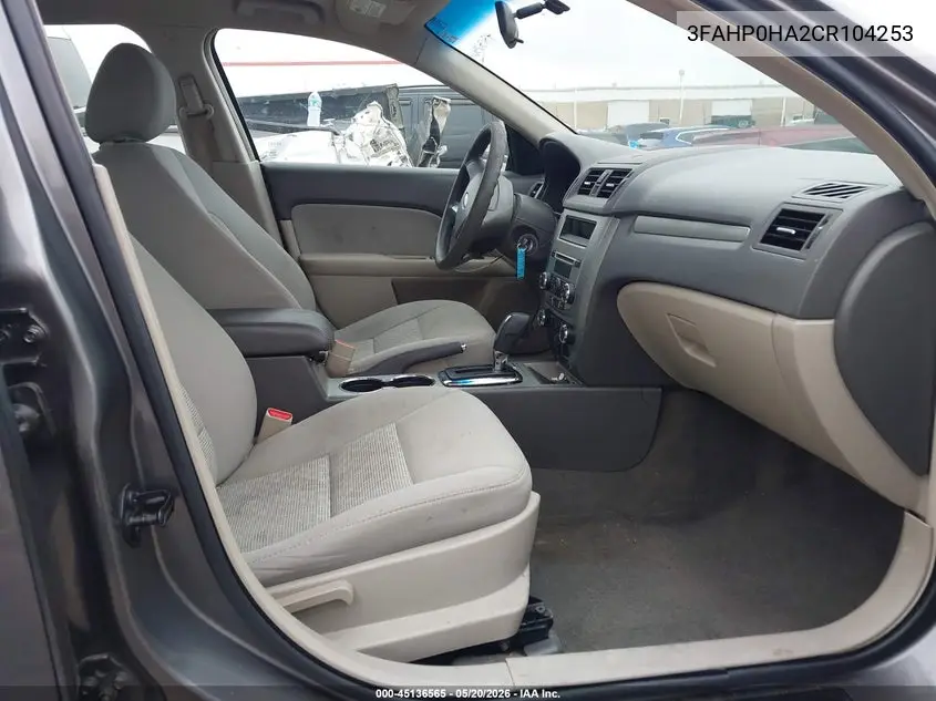 3FAHP0HA2CR104253 2012 Ford Fusion Se