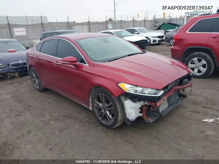 3FA6P0D92ER139347 2014 Ford Fusion Titanium