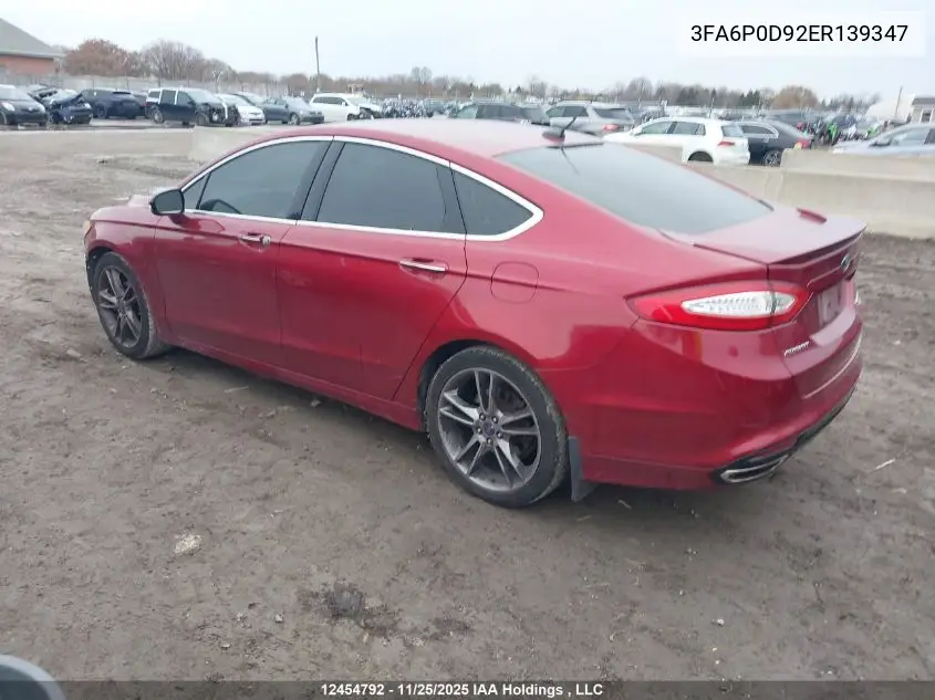 3FA6P0D92ER139347 2014 Ford Fusion Titanium