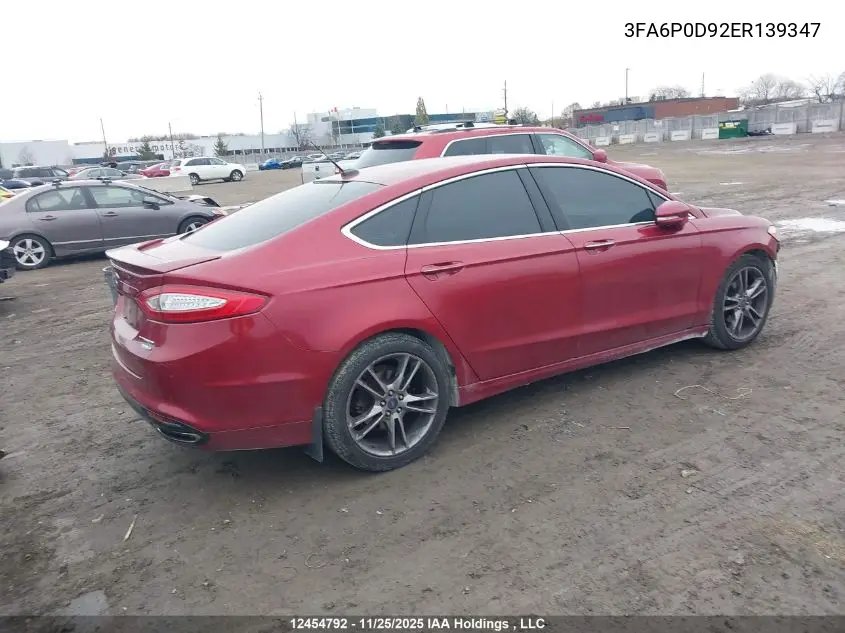 3FA6P0D92ER139347 2014 Ford Fusion Titanium