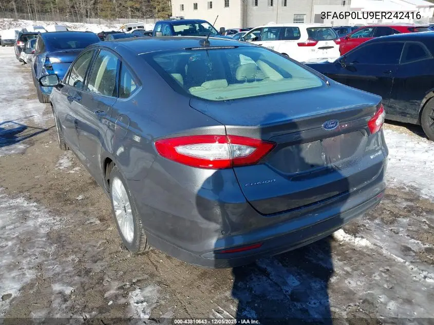 3FA6P0LU9ER242416 2014 Ford Fusion Hybrid Se