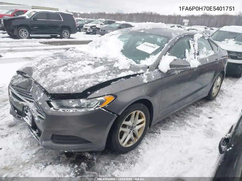 1FA6P0H70E5401751 2014 Ford Fusion Se
