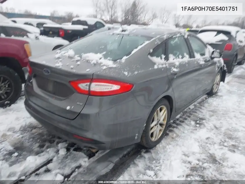 1FA6P0H70E5401751 2014 Ford Fusion Se