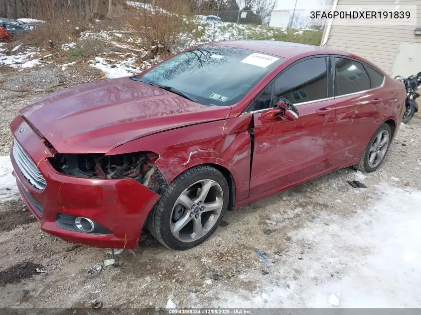 3FA6P0HDXER191839 2014 Ford Fusion Se