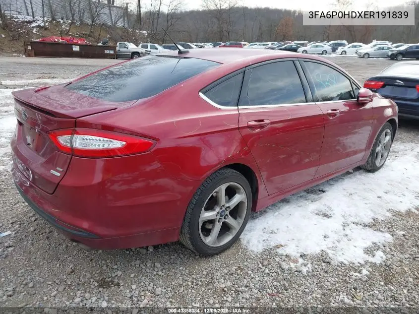 3FA6P0HDXER191839 2014 Ford Fusion Se