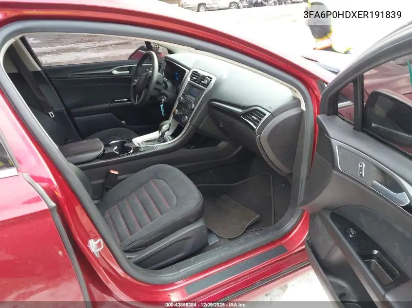 3FA6P0HDXER191839 2014 Ford Fusion Se