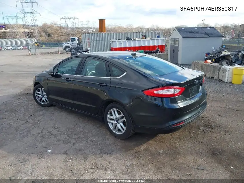 3FA6P0H74ER350817 2014 Ford Fusion Se