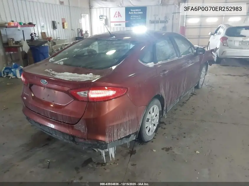 3FA6P0G70ER252983 2014 Ford Fusion S