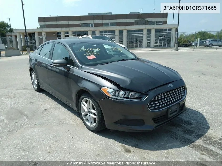 3FA6P0HD1GR371665 2016 Ford Fusion Se