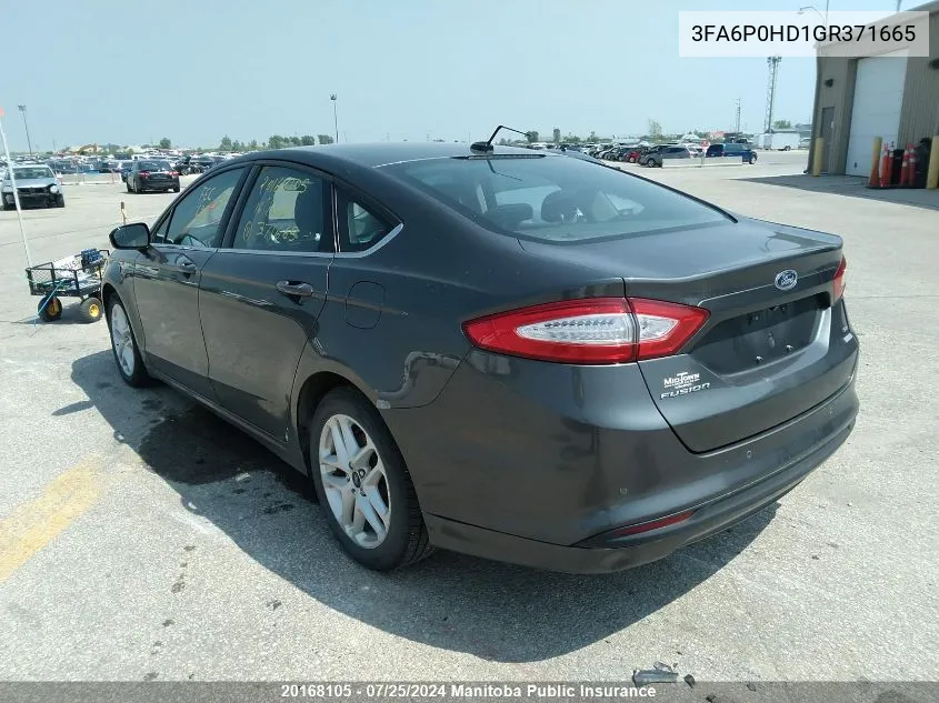 3FA6P0HD1GR371665 2016 Ford Fusion Se