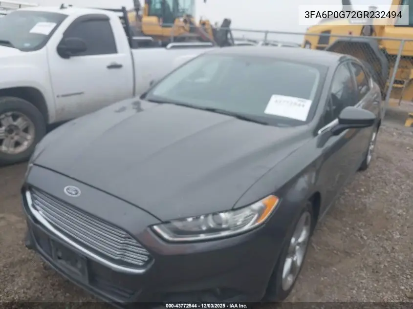 3FA6P0G72GR232494 2016 Ford Fusion S