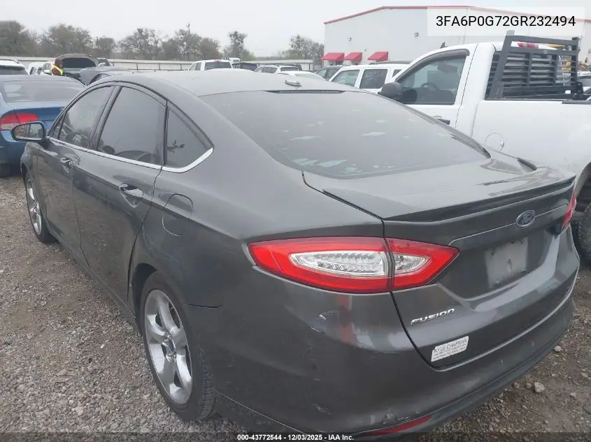 3FA6P0G72GR232494 2016 Ford Fusion S
