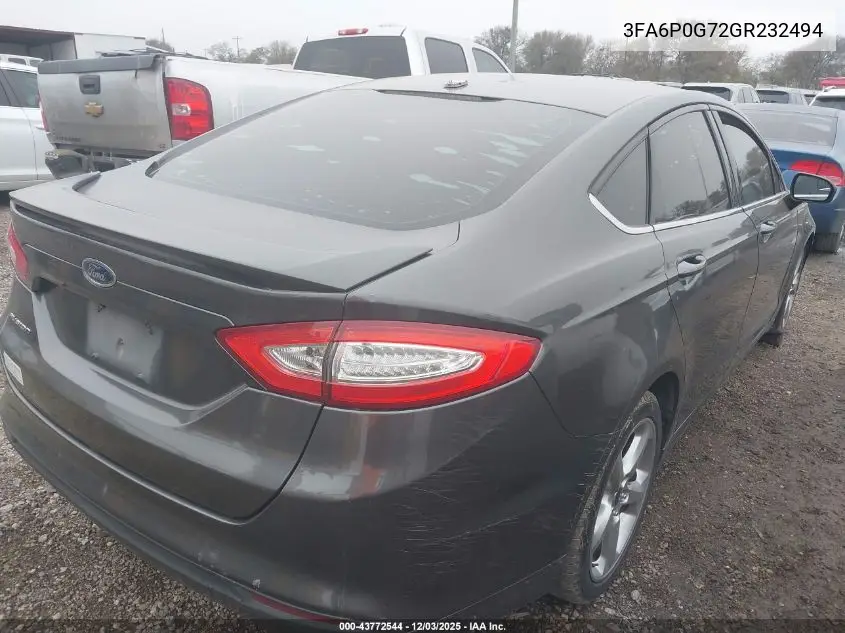 3FA6P0G72GR232494 2016 Ford Fusion S