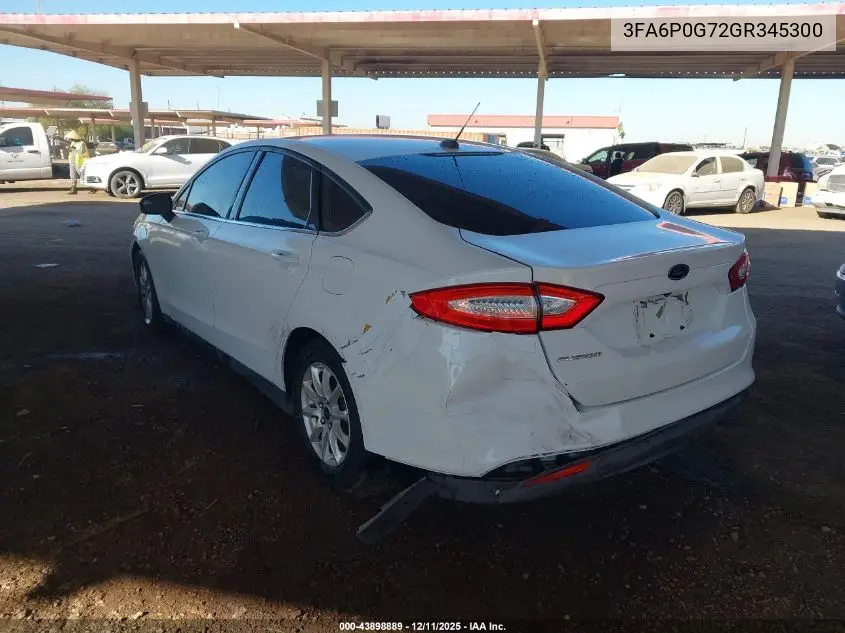 3FA6P0G72GR345300 2016 Ford Fusion S