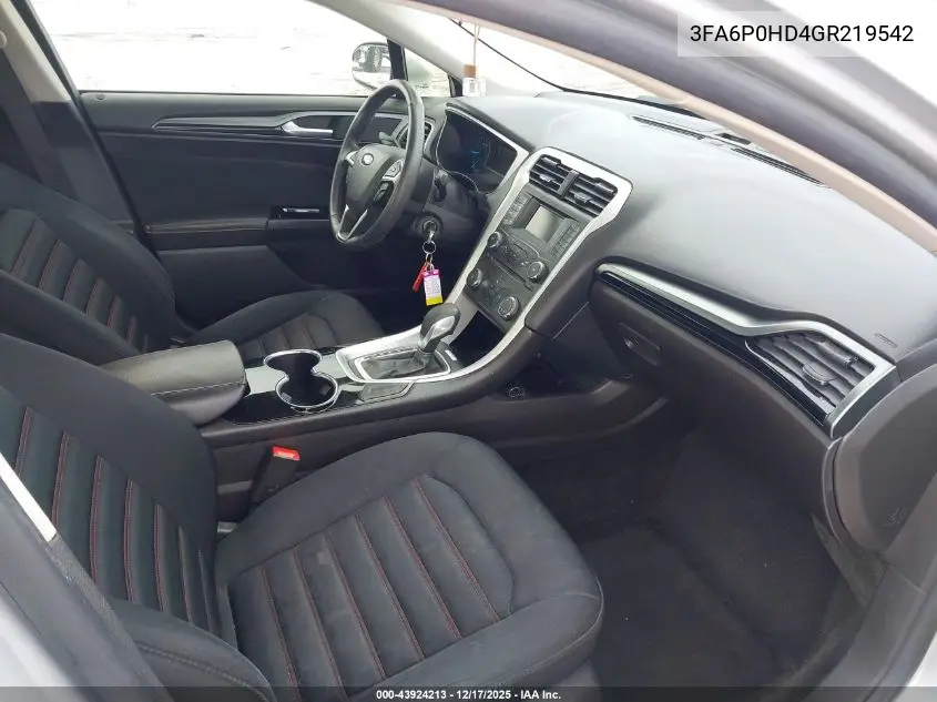 3FA6P0HD4GR219542 2016 Ford Fusion Se
