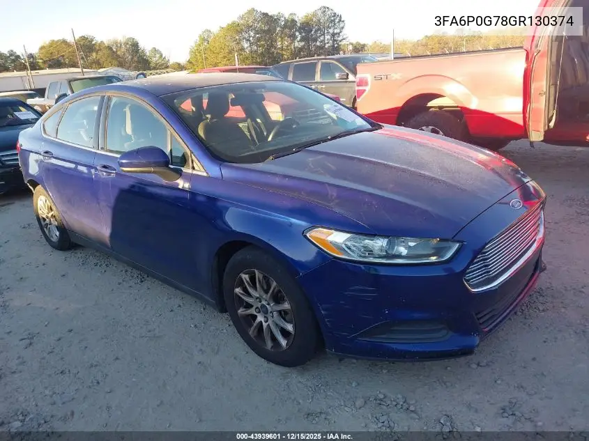 3FA6P0G78GR130374 2016 Ford Fusion S
