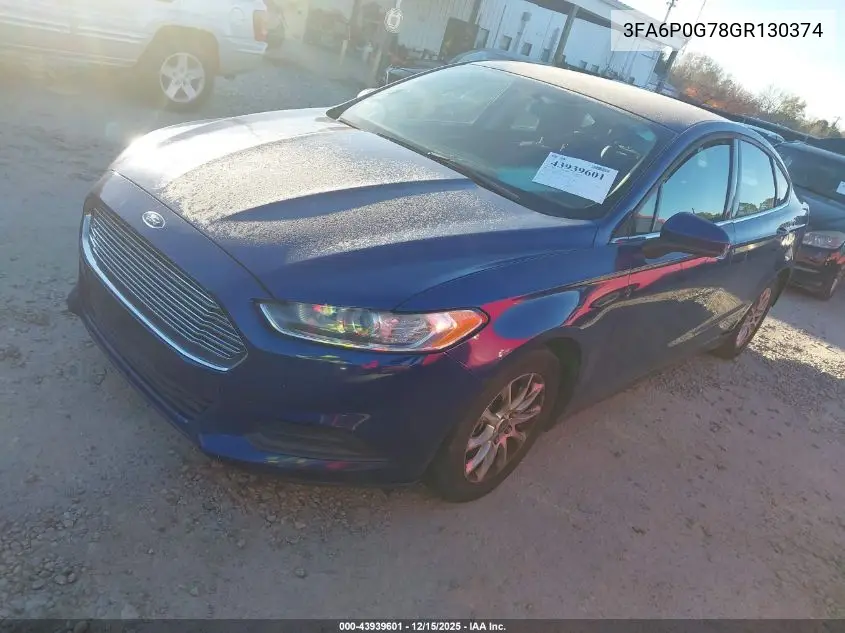 3FA6P0G78GR130374 2016 Ford Fusion S