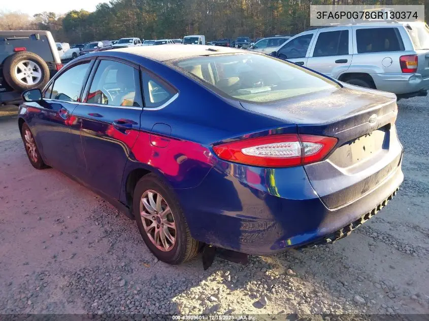 3FA6P0G78GR130374 2016 Ford Fusion S