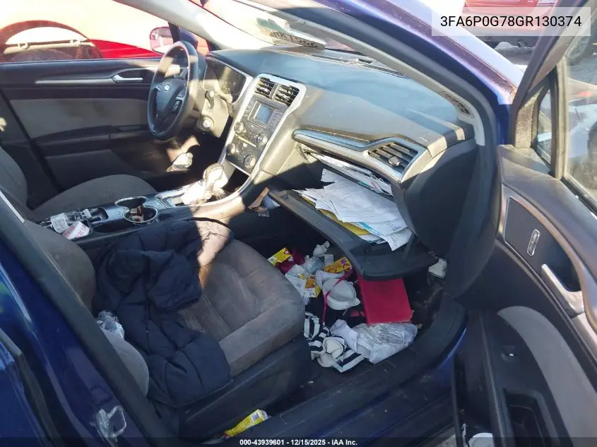 3FA6P0G78GR130374 2016 Ford Fusion S